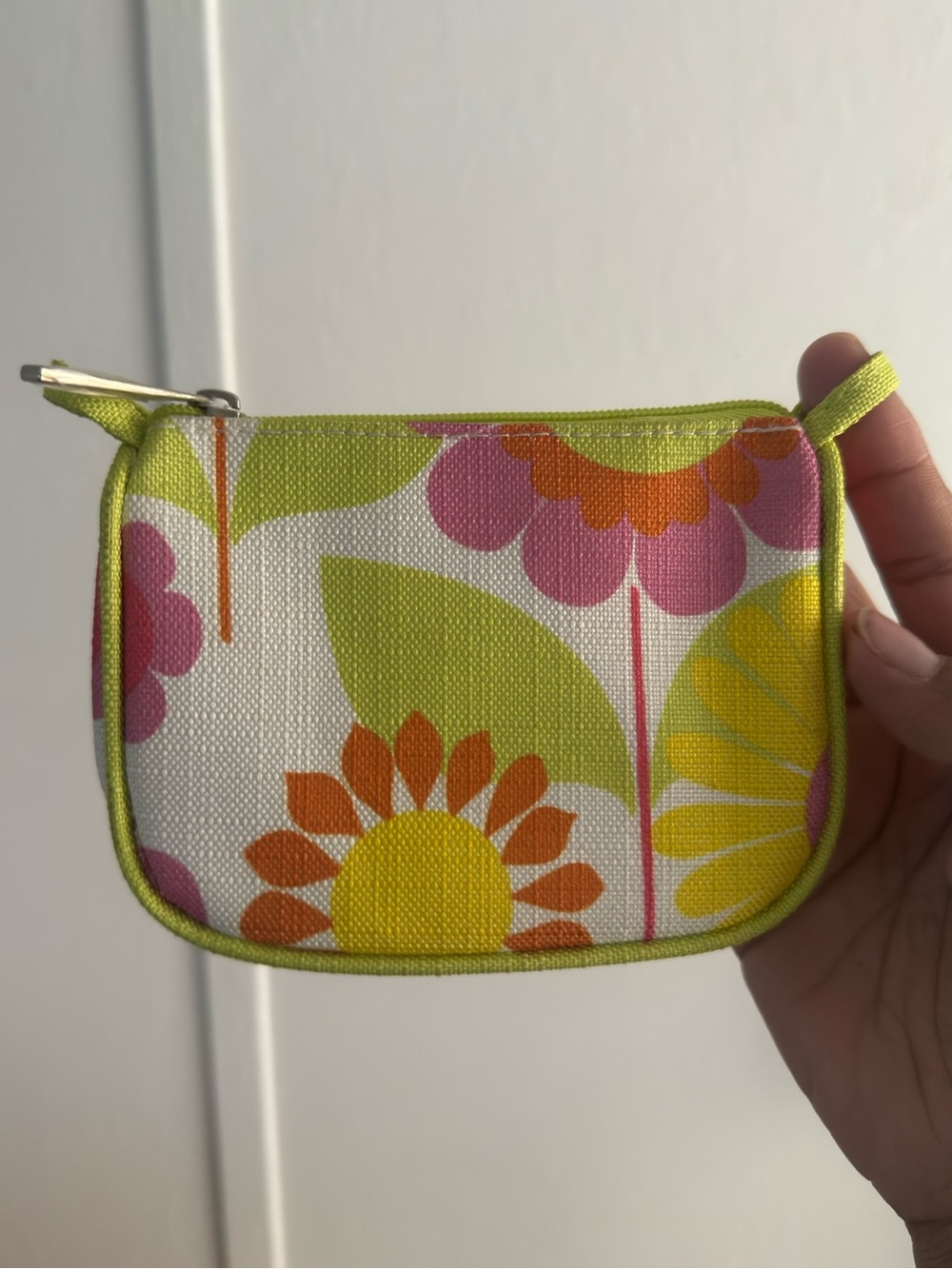 Clinique Striped Pastel Cosmetic Pouch in Yellow, Pink and White floral